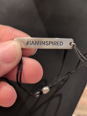 Alex and Ani Silver "#IAMINSPIRED" Cord Bracelet with Black Cord